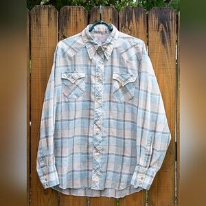 Vintage H Bar C Ranchwear Western Long Sleeve Button Down Shirt, Size XL
